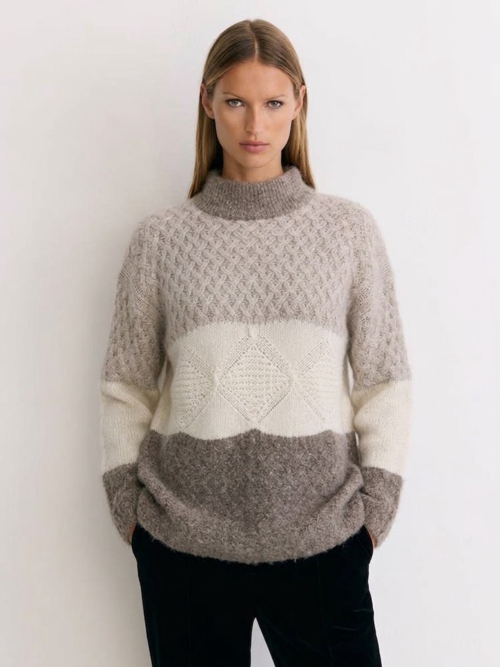 Vintage Silk/Angora/Lambswool Mock Neck Sweater Size Medium Quiet Luxury Preppy